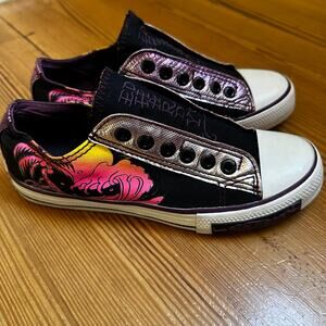 Kids Black and Pink Slip-On Shoes